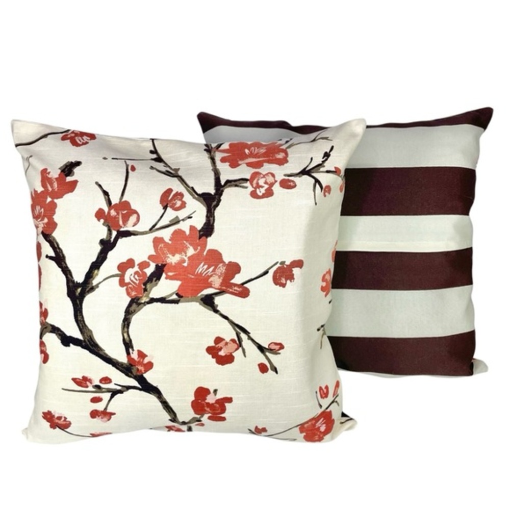 Sakura Cherry Blossom Pillow Covers Set of 2 20x20 Floral Handmade